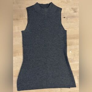 Rag & Bone Charcoal Ribbed wool mock neck top